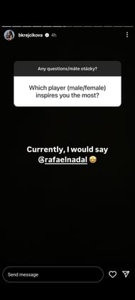 Barbora Krejcikova names Rafael Nadal as the player who inspires her the most